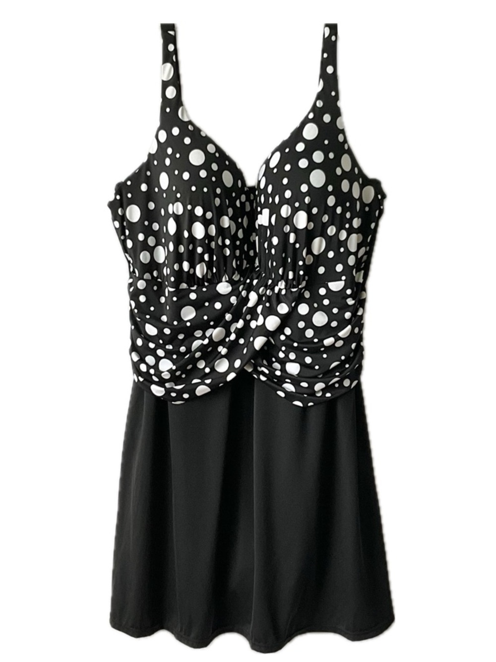 Swimsuits For All Black & White Polka Dots Swimdress with Modest Coverage NWOT